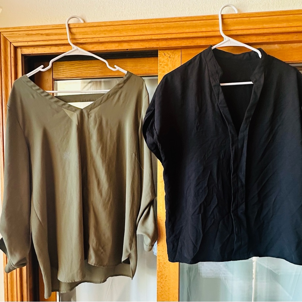 Set of 2 Stylish Women’s Dressy Tops (Size L, Fit M/L)